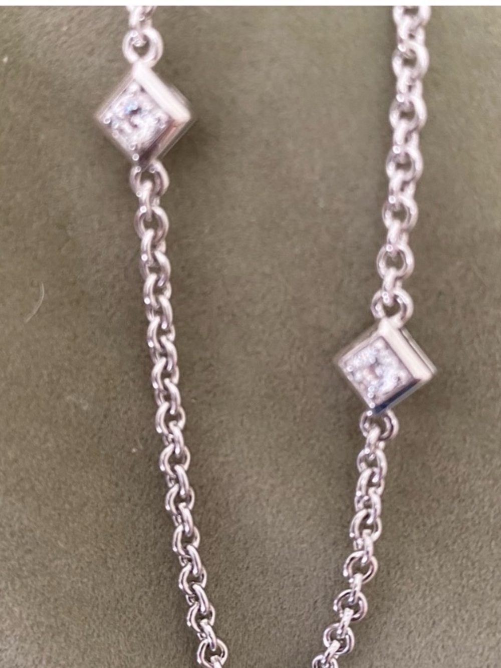 Judith Ripka Sterling Silver Cubic Zirconia Station Necklace - Silver